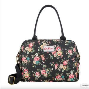 Cath Kidston Kingswood Rose Busy Bag Charcoal Coated Canvas Crossbody Purse